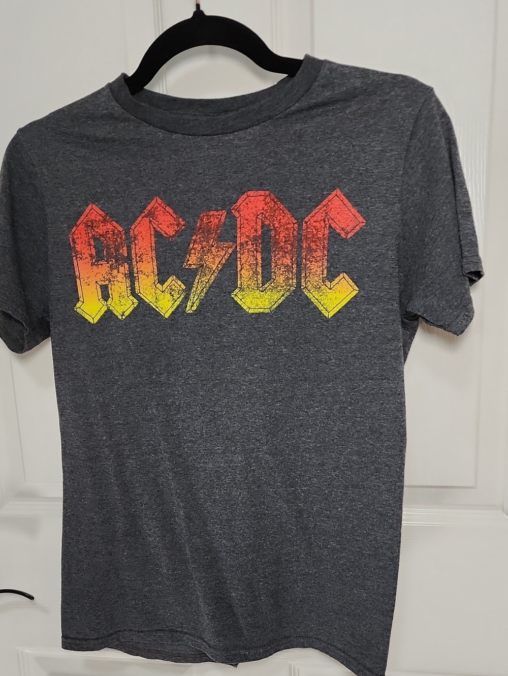 AC/DC Charcoal Tee with Red and Yellow Gradient Logo